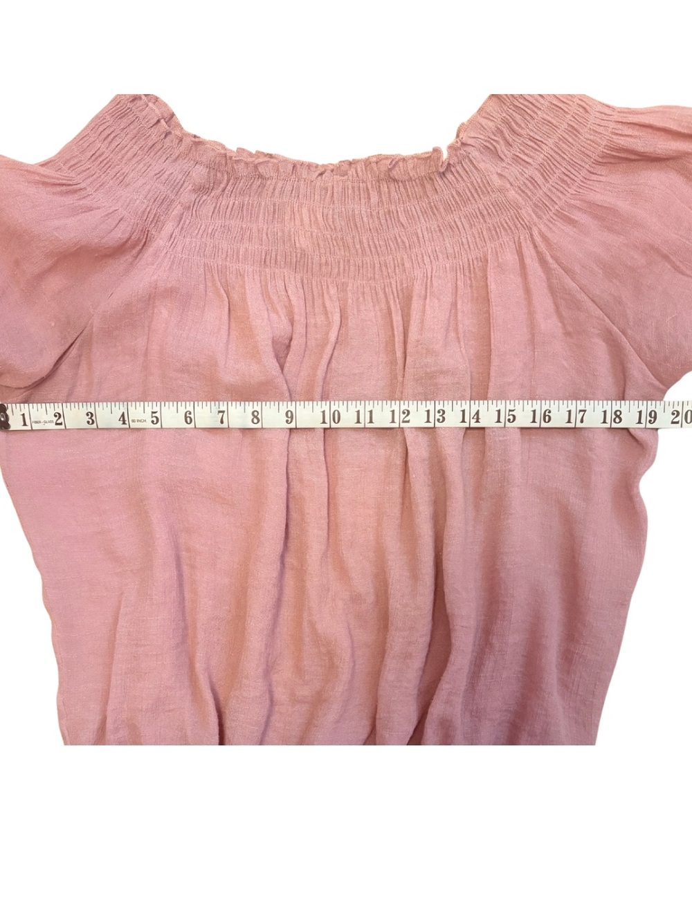 APRICOT 🍑 Pink Smocked Off Shoulder Peplum Blouse Size UK 8 / EUR XS - Picture 5 of 8